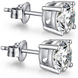 Men Stud Earrings Mens Earrings Studs Mens Faux Diamond Stud Earrings Cubic Zirconia Earrings Stud Earrings for Men Sterling Silver Stud Earrings for Women CZ Earrings Studs for Men 8MM
