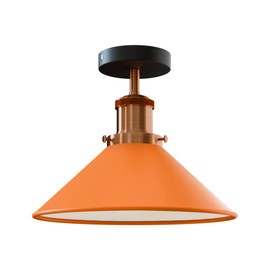 DC Voltage Vintage Ceiling Light Semi Flush Mount Industrial Metal 22cm Orange E27 Holder Lamp Shade for Living Room Kitchen Bedroom Hallway Corridor Restaurant