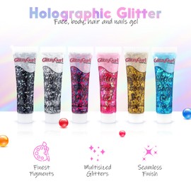 Holographic Glitter Gel for Face and Body - Cosmetic Glitter for Hair - 50ml - Magic Mermaid