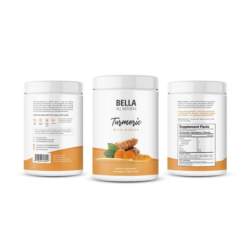 Bella All Natural Turmeric and Ginger Powder - Antioxidant and