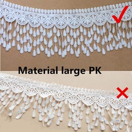 FQTANJU 5 Yards Lace Trim with Tassel, 8cm Wide, White, DIY Sewing Applique Craft