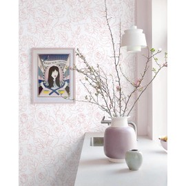 Heroad Peel and Stick Wallpaper Floral Pink Rose Wall Paper Boho Contact Paper Removable Flower Wallpaper for Bedroom Cabinets Self-Adhesive Decoration Thicken Vinyl 17.3In x 30Ft