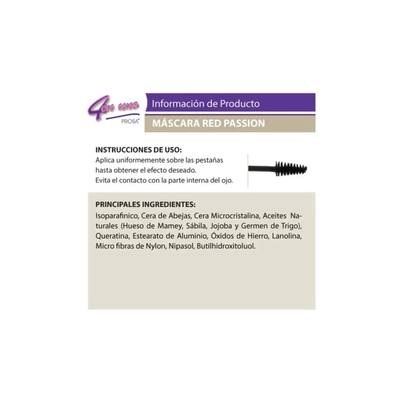 Rímel Red Passion Maxima Extensión 4 En 1 Prosa Máscara