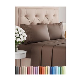 CGK Unlimited Cal King Size 4 Piece Sheet Set - Comfy Breathable & Cooling Bed Sheets Set - Hotel Luxury Bedding for Women, Men, Kids & Teens - Deep Pockets, Easy-Fit, Super Soft & Wrinkle Free - Oeko-Tex - Brown