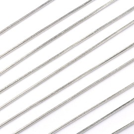 BODYA 5pc 20" Inch Silver Plated 1.2mm Snake Sparkle Chain Necklace