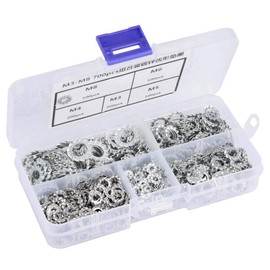 YWBL-WH 700-Piece Galvanised Toothed Washer with Toothing, Flat Set, Mounting Tool, Seal M3 / M4 / M5 / M6 / M8, Seal Retaining Ring