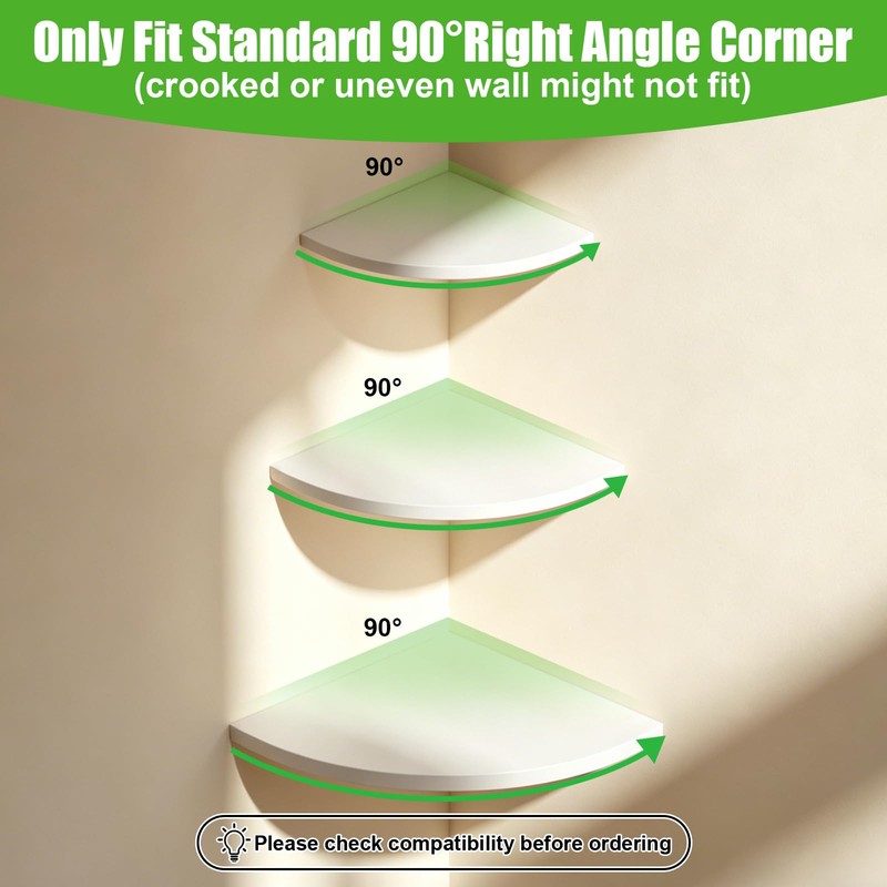 Plliocse Corner Shelf Wall Mounted,Floating Corner Shelves Oak,Set of 3