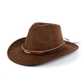 SIGONE Cowboy Hat for Women and Men Wide Brim Outdoor Felt Hat for Men and Women Adjustable Size Stylish Cowboy Hat with Gold Feather Band Perfect for Cowboy Outfit Outdoor Activities