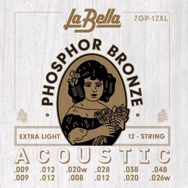 La Bella 7GP-12XL Phosphor Bronze - Extra Light 12- String Acoustic Guitar 9-26