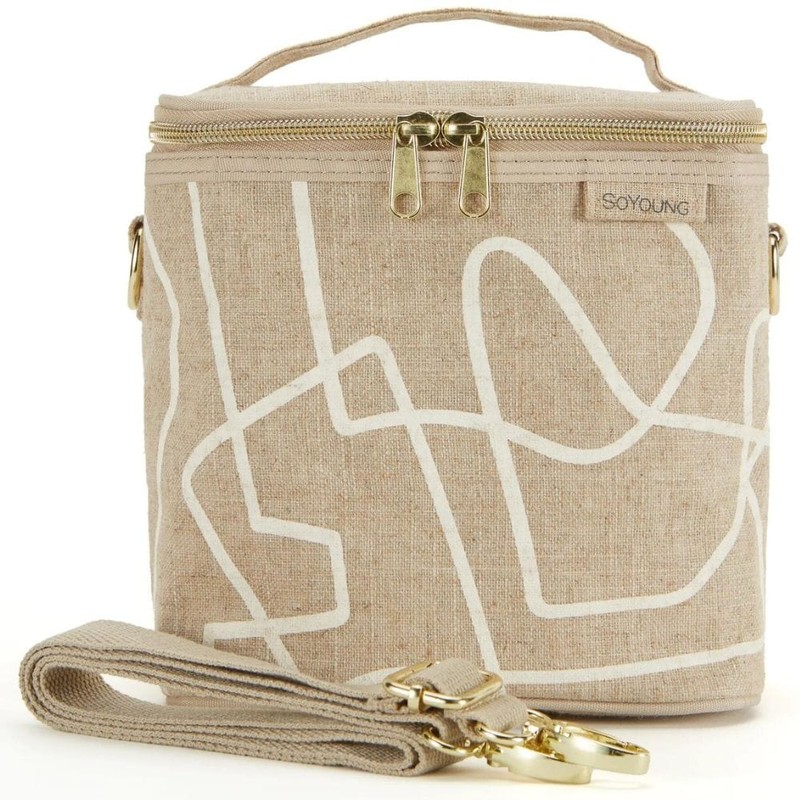 SoYoung Large Linen Insulated Lunch Poche, Rose Gold Stripe
