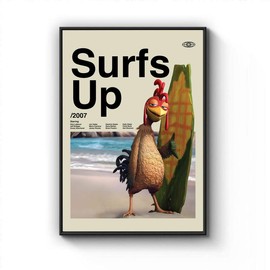 Surfs Up Chicken Joe Print, Premium Artwork Film Poster, Wall Decor - Size: 24x36inch