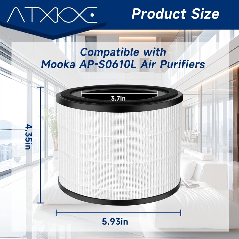 ATXKXE 2 Pack AP-S0610L Air Filter Replacement Fit for Mooka
