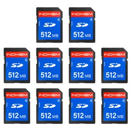 INDMEM SD Card 512MB, 10 Packs Class 4 512MB Flash Memory Card MLC Standard Secure Digital Cards Camera Cards