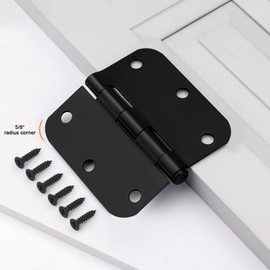 Probrico Interior Door Hinges Black, 3.5 X 3.5 Inch Door Hinges Rounded 5/8" Radius Corners, Black Hinges for Door Hardware, 18 Pack