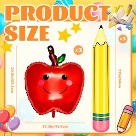 6 Pcs The Apples Balloons with Gaint Pencil Balloons Sets