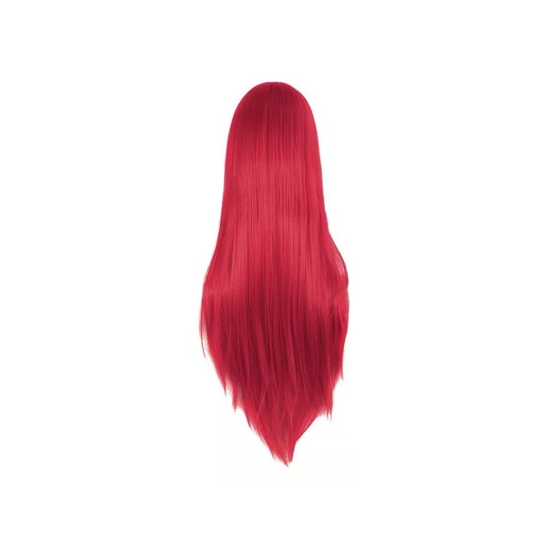 generic Mujer Peluca Roja Pelo Largo Pelucas Con Flequillo Peluca