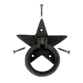Renovators Supply Manufacturing Cabinet Pulls 3.8 in. Black Star Design Iron Ring Drawer Pulls with Mounting Hardware