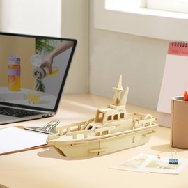 EQLEF 3D Jigsaw Lifeboat Model Woodcraft Kit Wooden Puzzle Toy