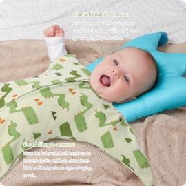Knirose Swaddling Sack Baby Transition Sleeping Bag with Anti-Scare Function, Arms High Position, Baby Sleeping Bag with Double Zip for Easy Nappy Changing (Green, 0-3 Months)