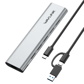 WAVLINK NVMe - Carcasa NVMe a USB de 10 Gbps, de aluminio externo M.2 NVMe y SATA SSD, compatible con UASP recortar para M-Key/B+M Key NVMe PCIe y SATA SSD en tamaños 2230/2242/2260/2280, hasta 8 TB