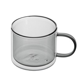 Restaurantware-Forma Professional 12 Ounce Double Wall Coffee Mugs, 12 Glass Cups With Handle - Microwavable, Freezable, Gray Borosilicate Glass Mugs, Dishwashable, For Serving Hot And Cold Drinks