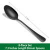 Black Soup Sooon,8 PCs 7.3 Inch Dinner Spoons,PVD Black Stainless