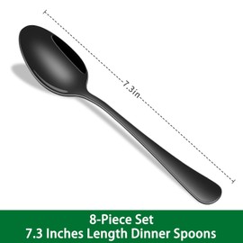 Black Soup Sooon,8 PCs 7.3 Inch Dinner Spoons,PVD Black Stainless Steel Table Spoons,Dishwasher Safe Metal Tablespoon for Home,Party or Restaurant
