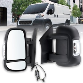 Lqito Left Driver Side Mirror Compatible with 2014-2025 Ram Promaster 1500/2500/3500 with Temperature Sensor turn signal light manual folding Without Power glass Replace#CH1320417 5VE99JXWAB(2+2Pins)