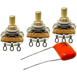 Ollas de audio de eje dividido de 250 K con tapa de gota naranja .047uf para Fender Strat, paquete de 3