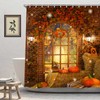 ICTEISOM Fall Shower Curtain, Autumn Pumpkins Maple Leaves Bathroom Curtain,