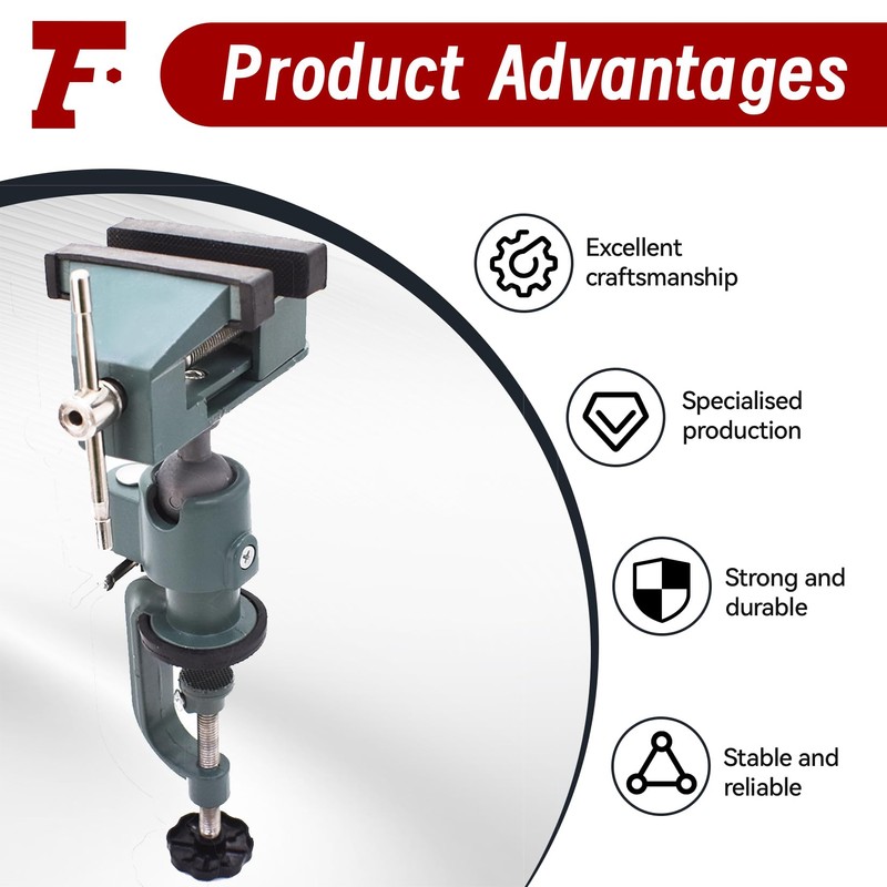 findmall Universal Table Vise 3" Aluminum Swivel Bench Vise 360