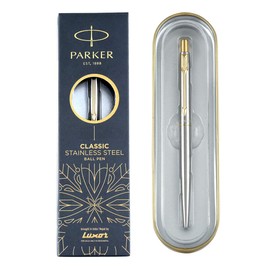Parker Moments Classic Gold Trim Ball Pen, Silver