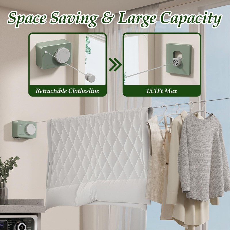 Danpoo Retrachable Clothesline Indoor Clothing Line Laundry Line Retractable Clothes