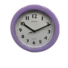 CHAMPION QUARTZ WALL CLOCK LILAC WITH WHITE DIAL