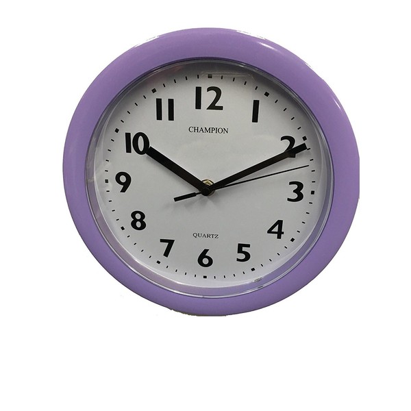 CHAMPION QUARTZ WALL CLOCK LILAC WITH WHITE DIAL