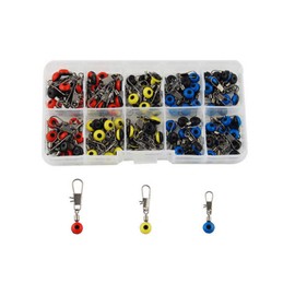 Fishing Line Sinker Slides Kit, Fishing Rig Floats Swivel Snap Clip Connector Catfish Tackle Box (100pcs Kit)