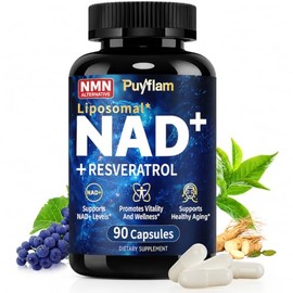 Suplemento NAD, NAD+ Plus liposomal 12 en 1 con trans-resveratrol, CoQ10, PQQ y ácido alfa lipoico, envejecimiento saludable y apoyo de bienestar celu