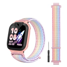 GIOPUEY Bracelet Compatible with imoo Watch Phone Z7/Z6/Z1, Braided Nylon Strap (Unisex), Elastic Replacement Strap - Rainbow Colours