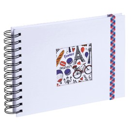 Exacompta - Ref. 15135E - FRENCH'CLASS spiral photo album - 50 photos - 50 white pages - size 23 x 16 cm - white cover in film-coated paper with elastic closure