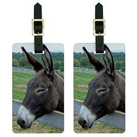Donkey at the Farm Field Fence Luggage Tags Suitcase Carry-On ID Set of 2
