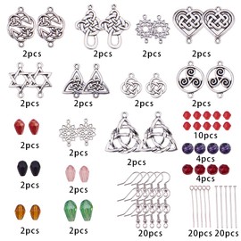 SUNNYCLUE 1 Box DIY 10 Pairs Trinity Celtic Knot Earrings Making Starter Kit Flower of Life Connector Charms Jewellery Making Kit Infinity Love Craft for Women Adults Earring Making Crafts Christmas