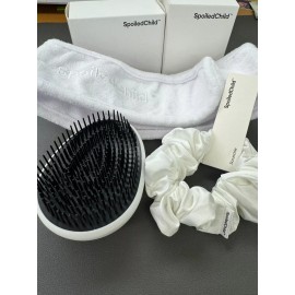 Spoiled Child 3 Piece Spa Day Set - Pocket Styling Brush, Scrunchie and Headband