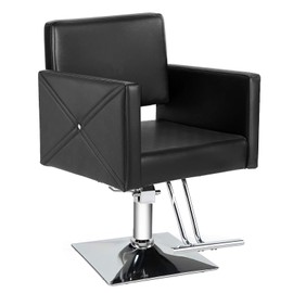 Roixeeds Barber Salon Chair for Hair Stylist, Heavy Duty Hydraulic Pump Stylist Chair, 360 Degrees Rolling Swivel Adjustable Spa Beauty Equipment for Barbershop/Home, Black