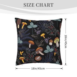 Dark Wild Forest Mushrooms Throw Pillow Covers 18"X18" Cozy Velvet Square Throw Pillowcases Home Decor For Bed Couch Sofa Living Room Cushion Cover