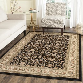 SAFAVIEH Lyndhurst Collection Area Rug - 6' x 9', Black/Ivory, Geometric Design, Ideal for High Traffic Areas in Living Room, Bedroom, Dining (LNH316B)