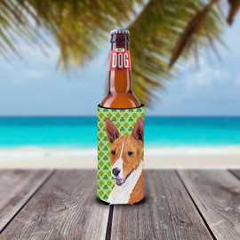 Basenji St. Patrick's Day Shamrock Portrait Ultra Beverage Insulators for Slim cans SC9307MUK