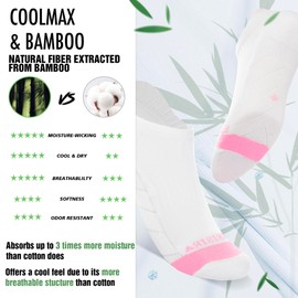 BRISIRA Coolmax Bamboo Viscose Compression Ankle Socks Women Cooling Athletic Running Socks Moisture-Wicking Thick Cushioned