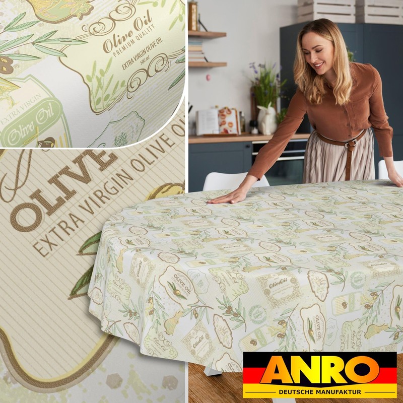 ANRO Oilcloth Tablecloth Wax Tablecloth Washable Garden Tablecloth Round Oval