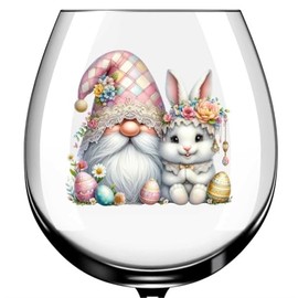 x12 Gnome Spring Easter Rabbit Glass Vinyl Decal Stickers Colour ol414