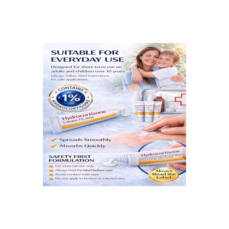 Hydrocortisone Cream 1% w/w Bite and Sting Cream, Mosquito and
